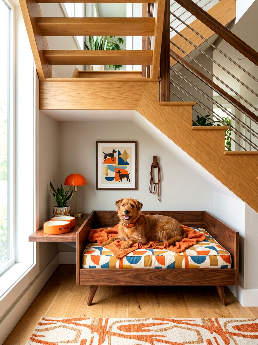 Mid century modern pet room - 30 under stairs pet room ideas aesthetic