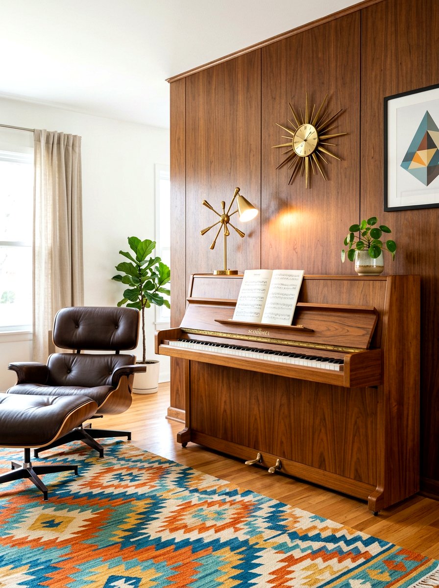 Mid century modern piano decor - 30 piano living room ideas