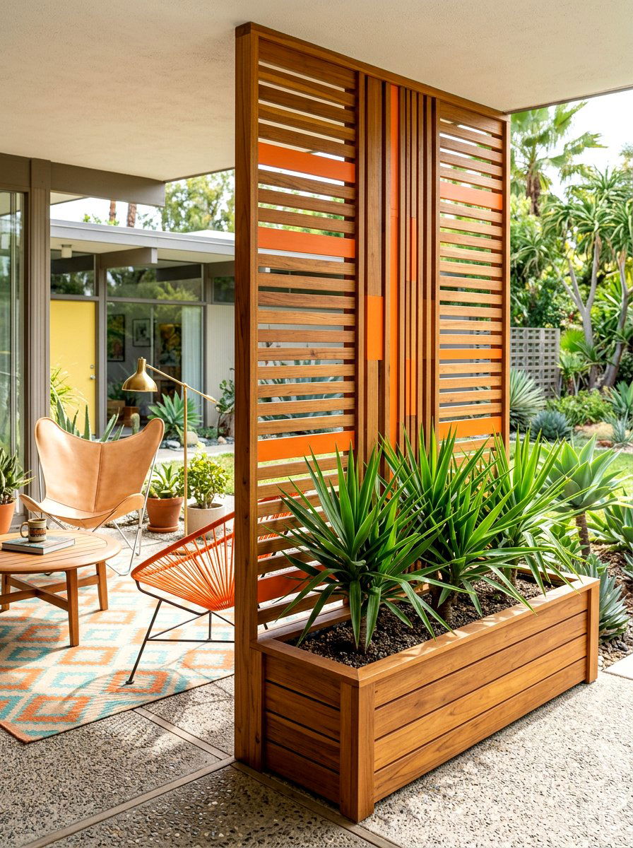 Mid century modern planter screen - 30 privacy planter screen ideas