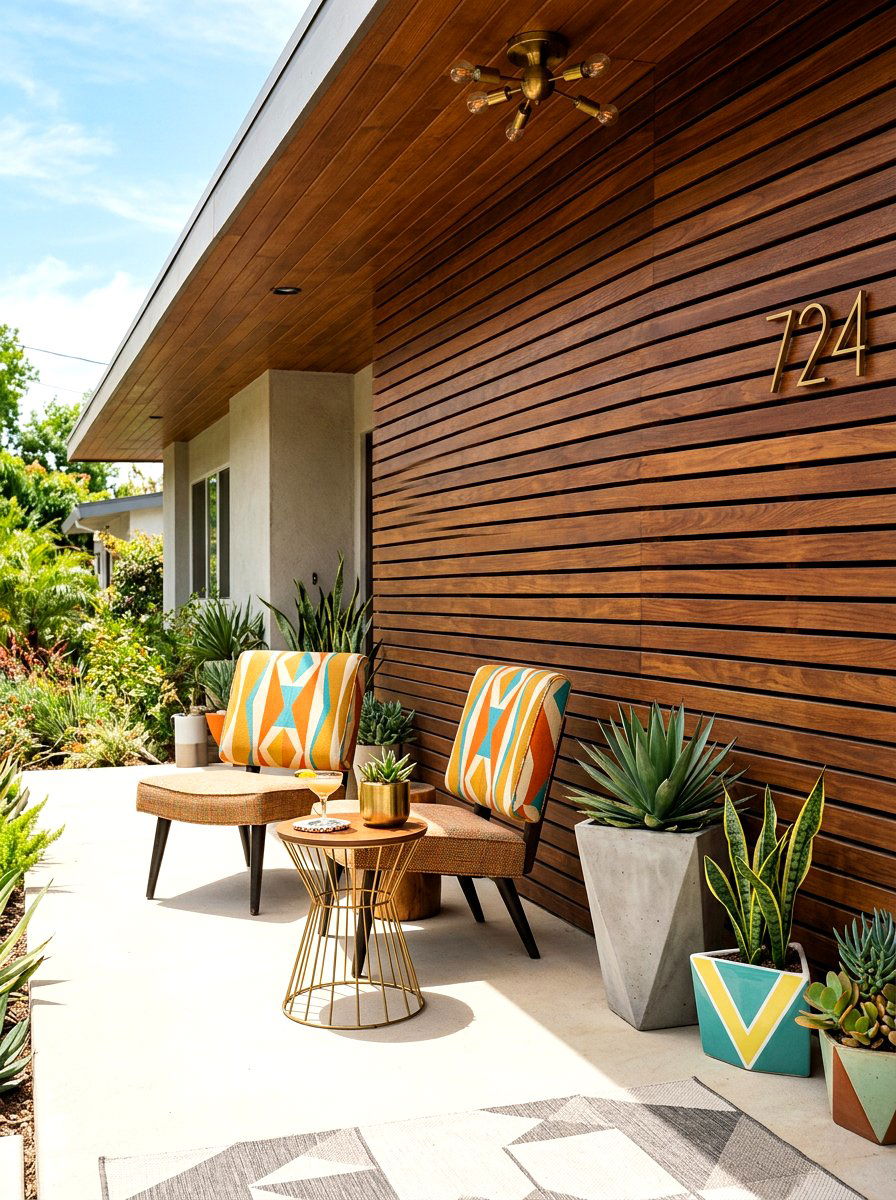 Mid century modern porch wall - 30 porch slat wall ideas