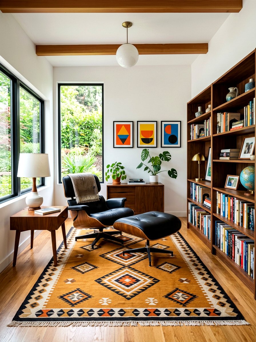 Mid century modern reading room - 30 cozy library fall ideas