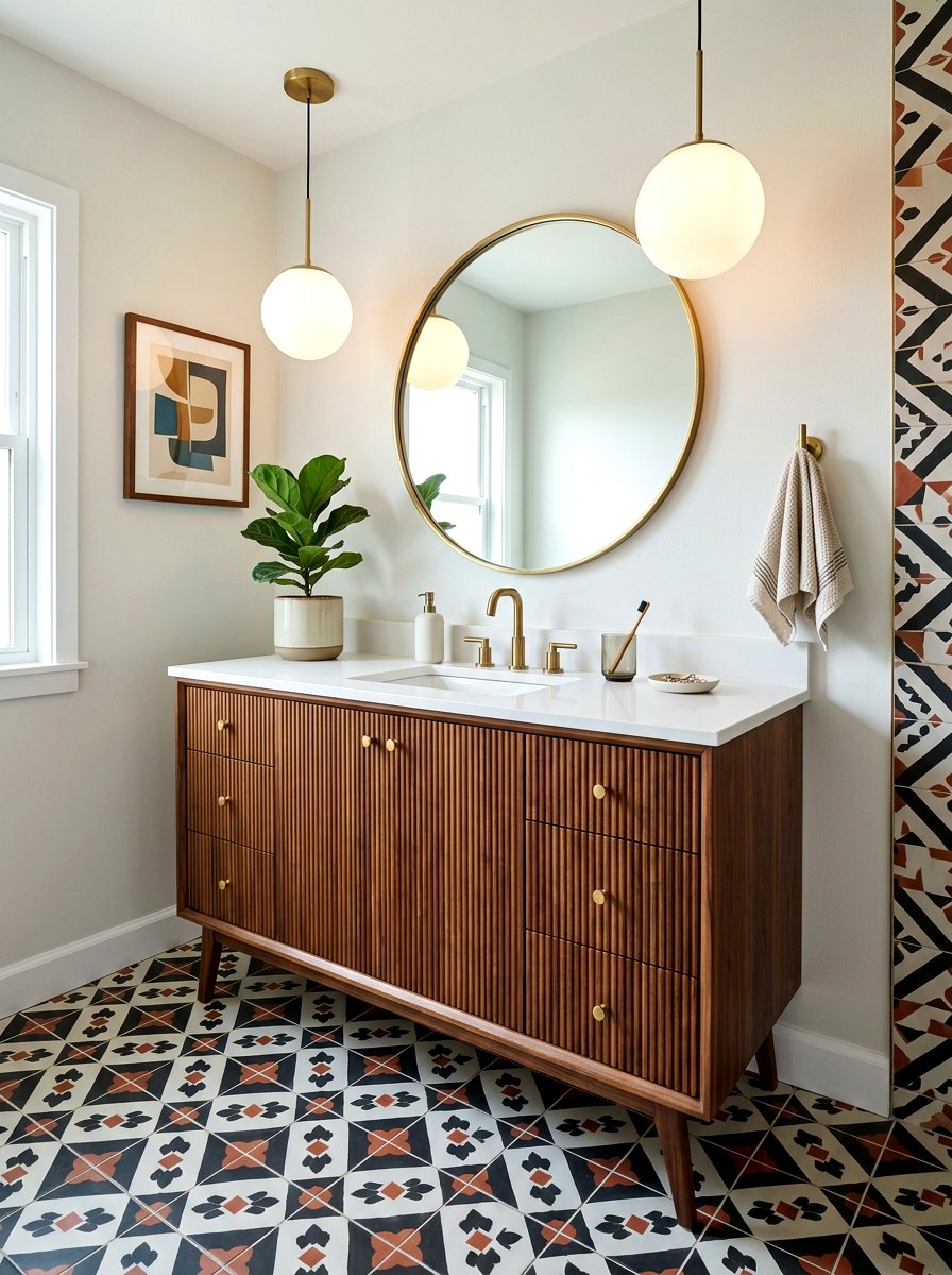 Mid century modern reeded vanity - 30 reeded vanity bathroom ideas