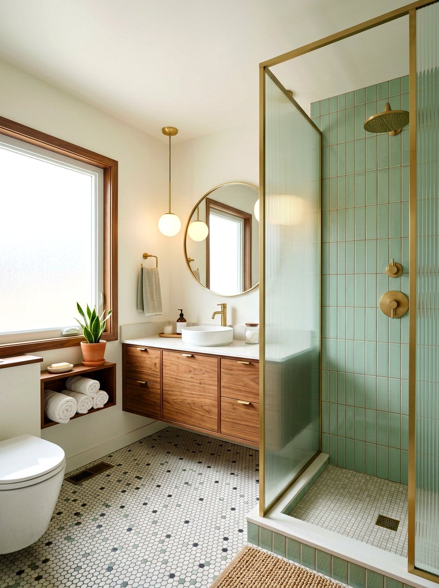 Mid century modern ribbed glass shower - 30 ribbed glass shower ideas