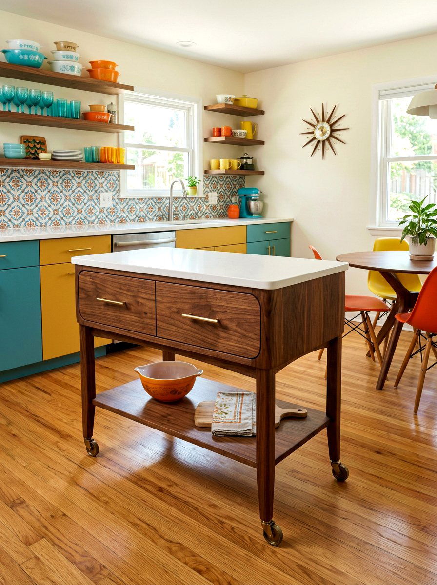 Mid century modern rolling kitchen island - 30 movable kitchen island ideas