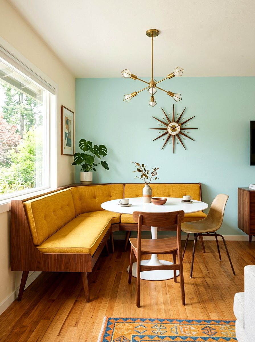 Mid century modern seating - 30 banquette dining room ideas