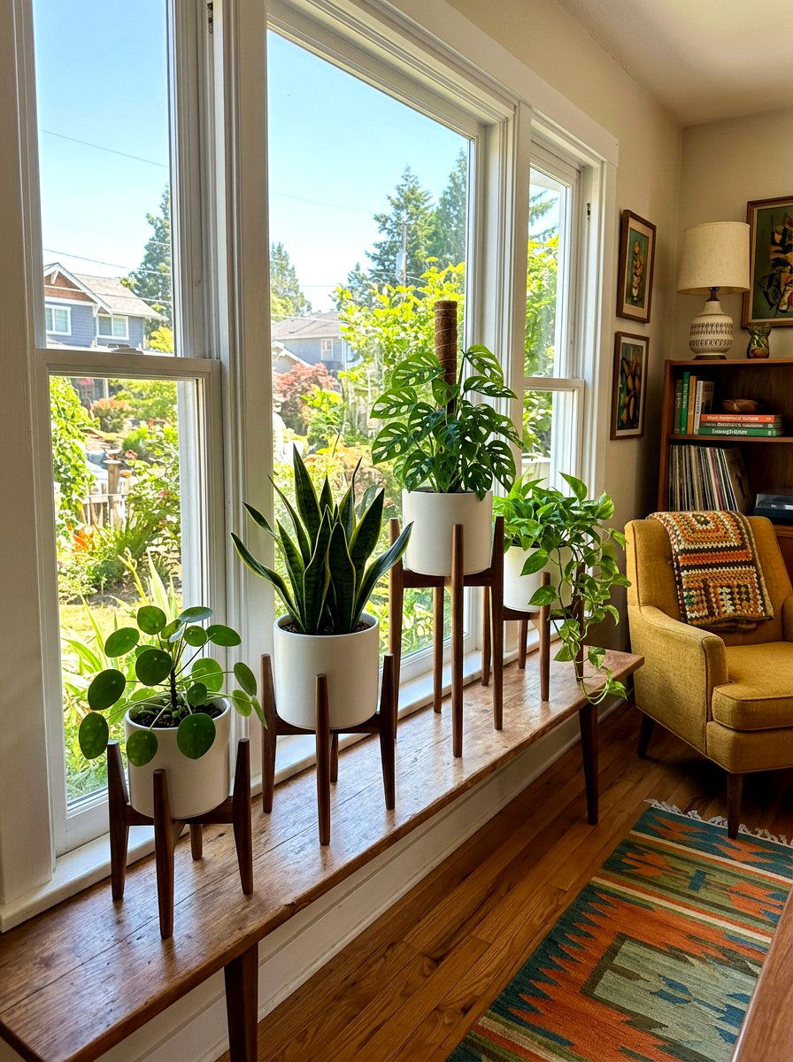 Mid century modern stands - 30 succulent windowsill ideas