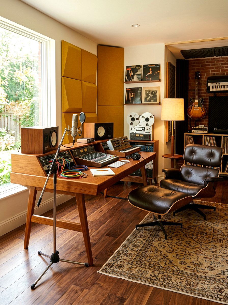 Mid century modern studio - 30 recording room ideas