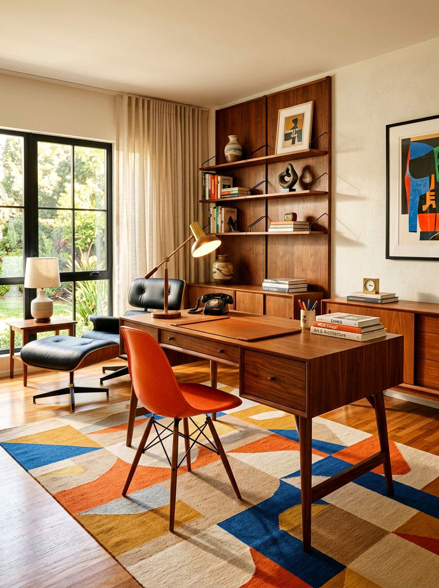 Mid century modern study - 30 homework nook ideas