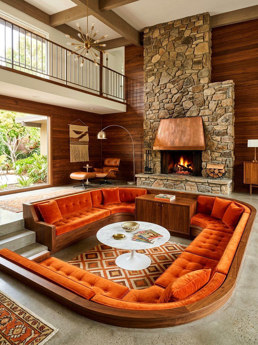 Mid century modern sunken living room - 30 sunken conversation pit ideas