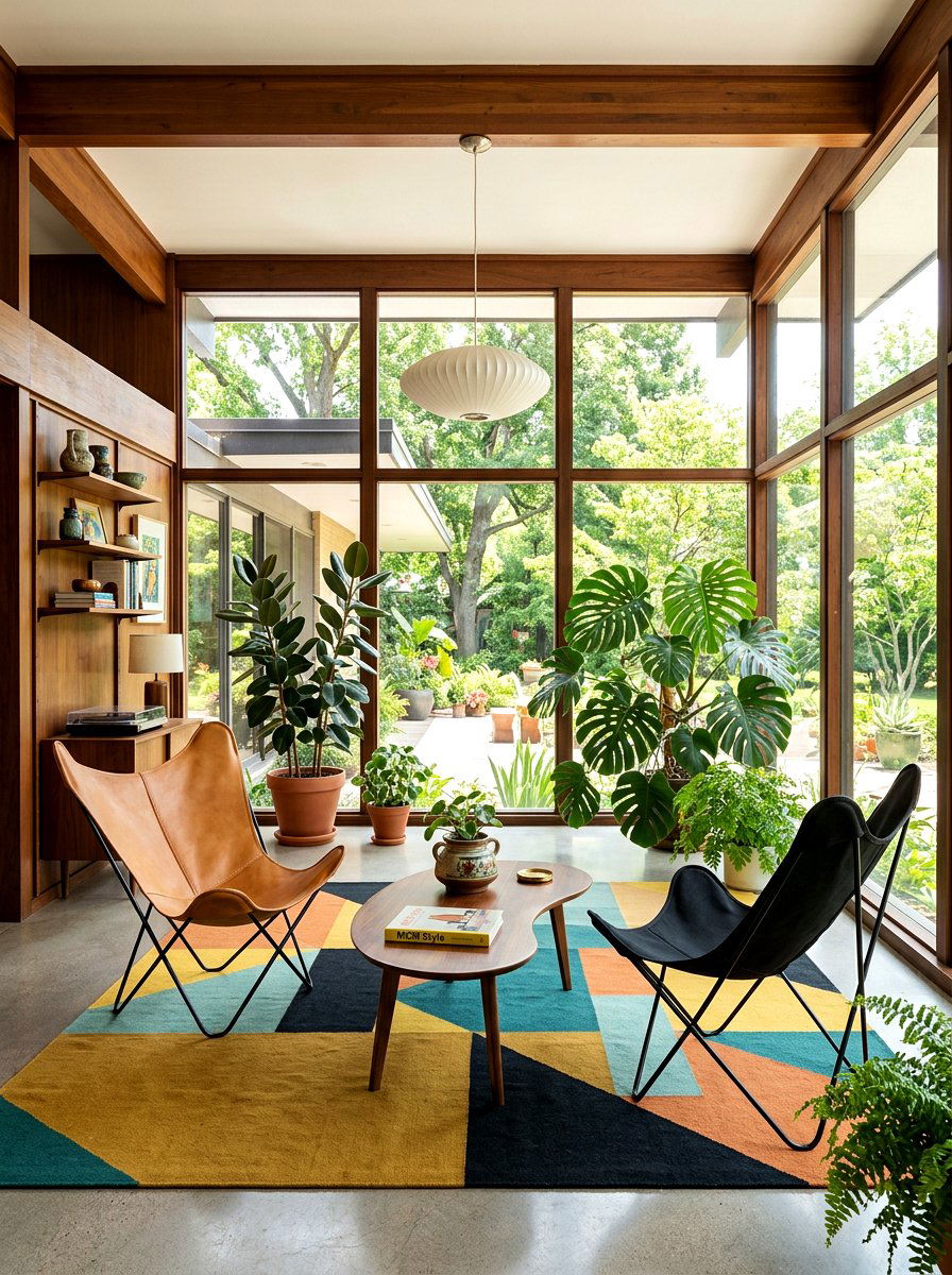 Mid century modern sunroom - 30 attached greenhouse porch ideas