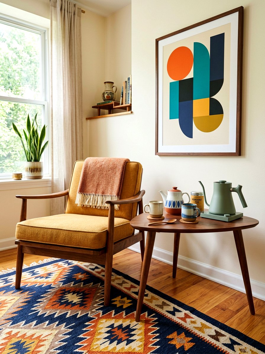 Mid century modern tea corner - 30 tea and journaling corner ideas