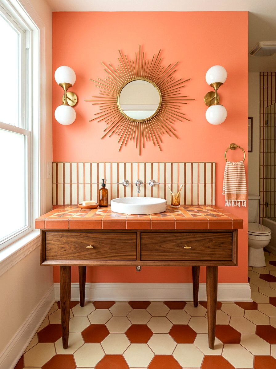 Mid century modern terracotta vanity - 30 terracotta bathroom vanity ideas