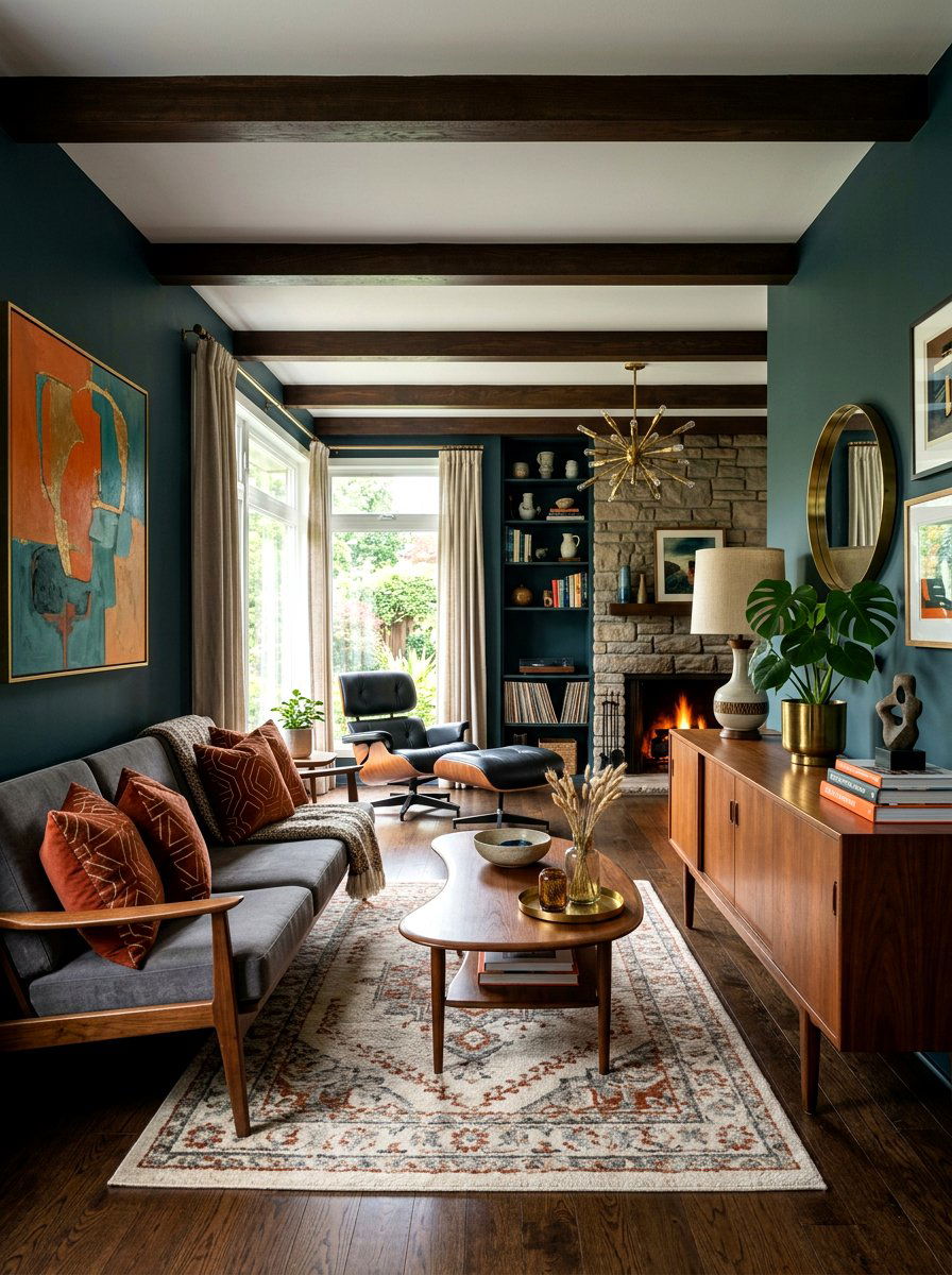 Mid century moody living room - 30 moody fall living room ideas