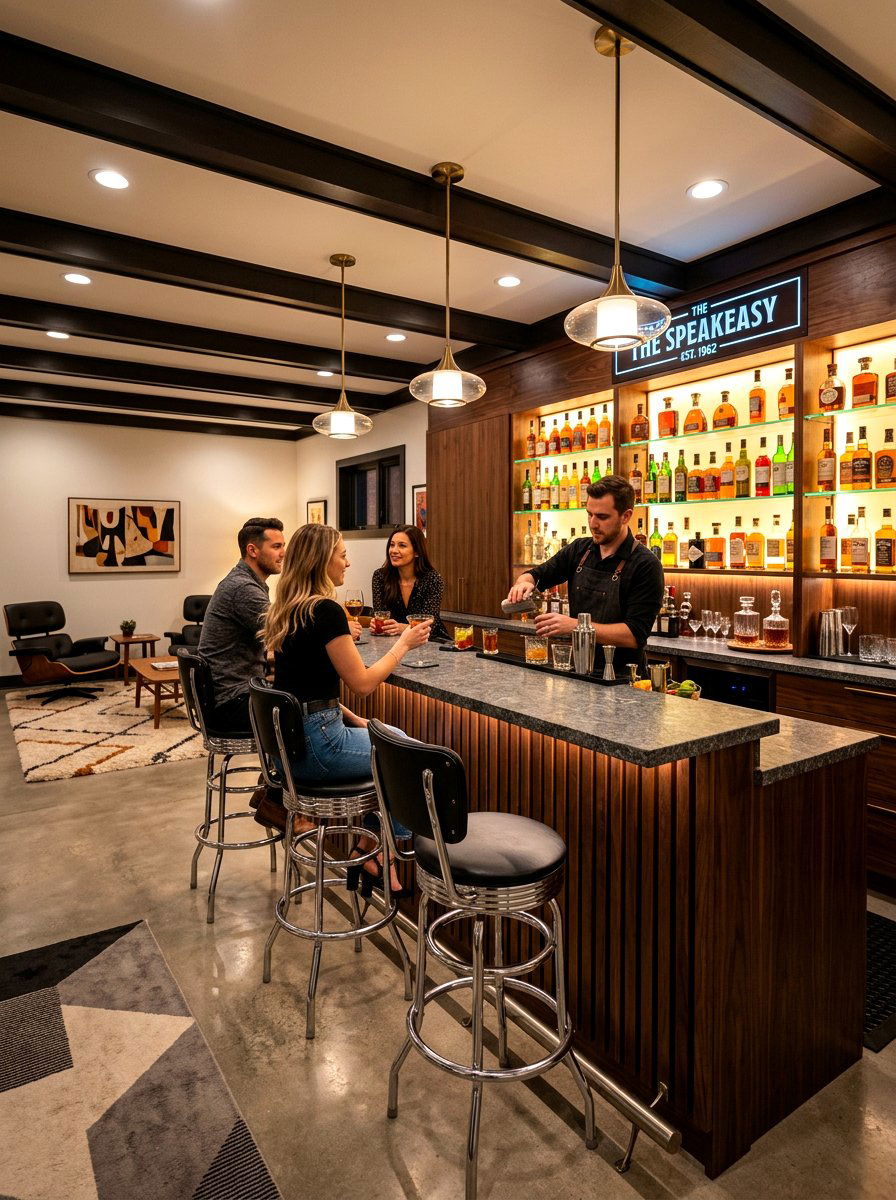 Midcentury Modern Basement Bar - 30 midcentury modern decor ideas
