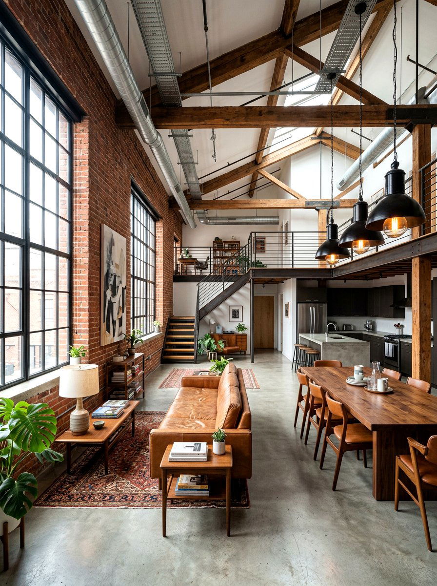 Midcentury Modern Industrial Loft - 30 midcentury modern decor ideas