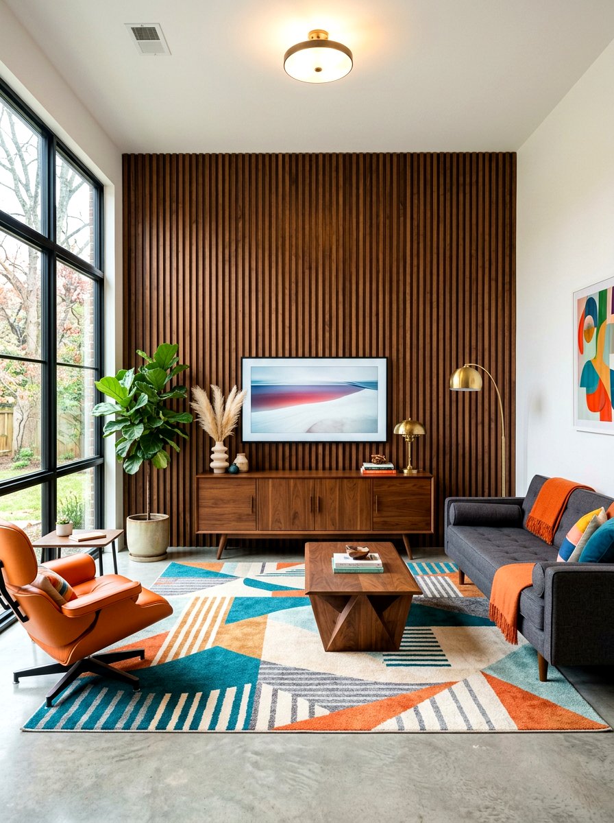 Midcentury Modern Wood Slat Wall - 30 midcentury modern decor ideas