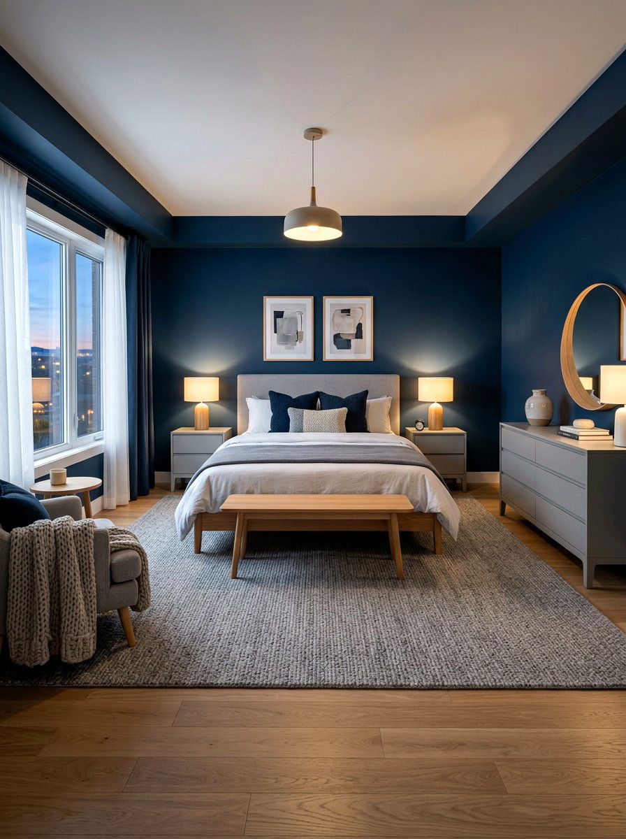 Midnight Blue And Ash Gray Bedroom - 30 blue and gray bedroom ideas