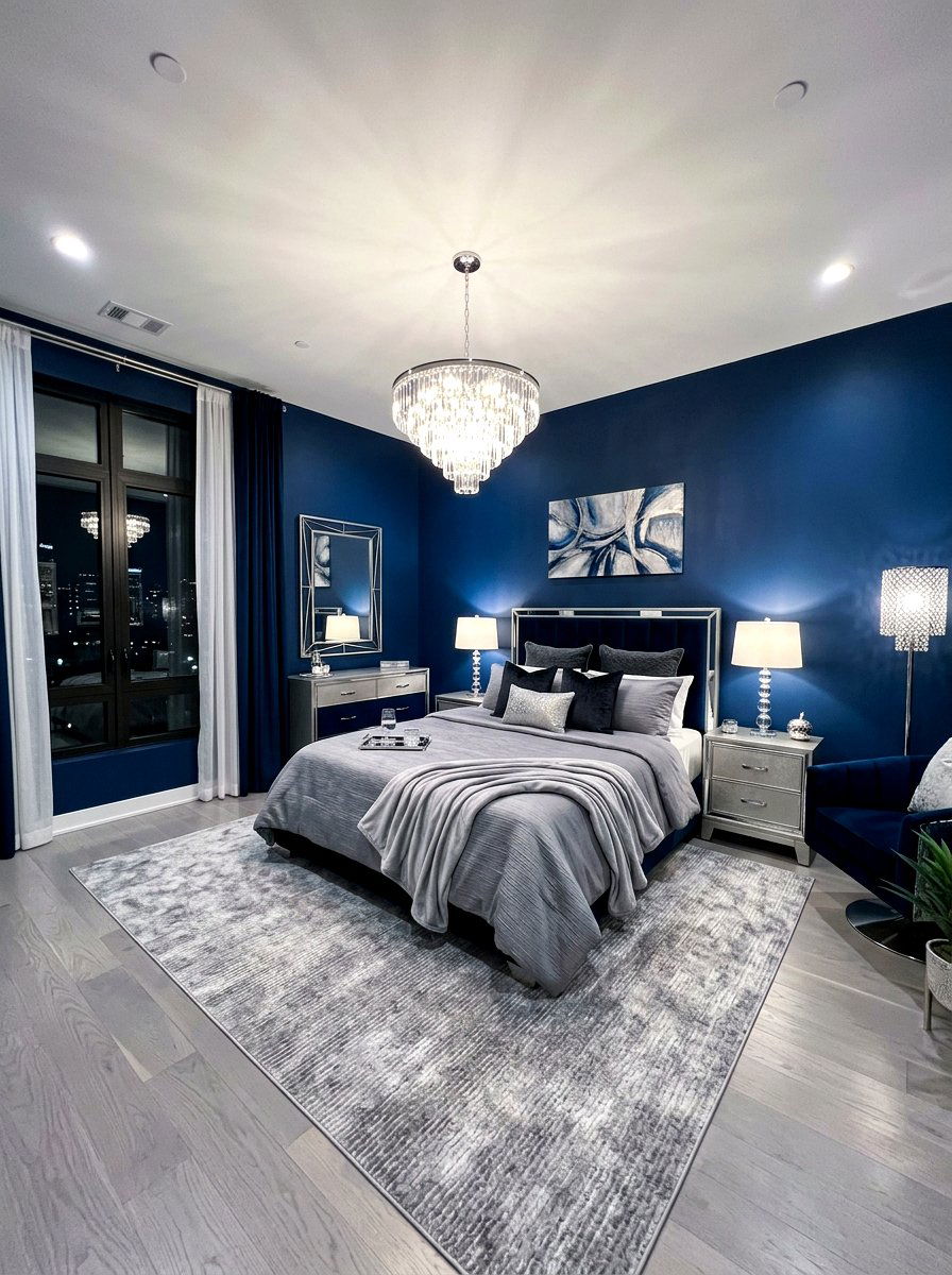 Midnight Blue And Silver Bedroom - 30 bedroom color scheme ideas