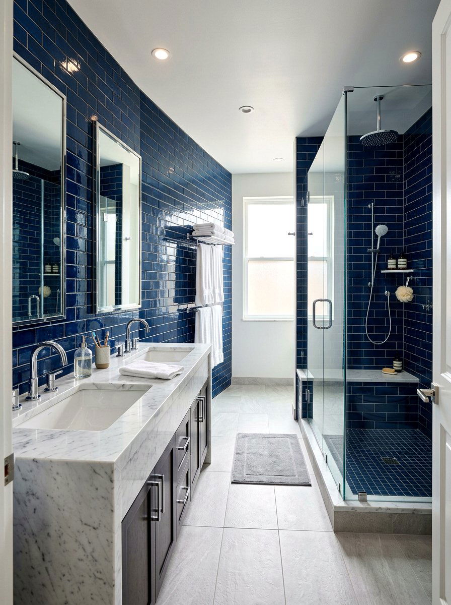 Midnight Blue Bathroom - 30 moody bathroom ideas