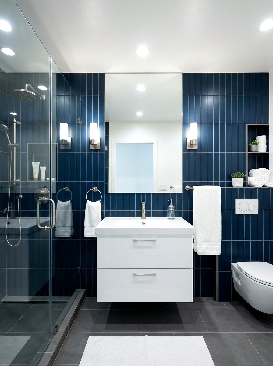 Midnight Blue Bathroom - 30 dark moody wall ideas