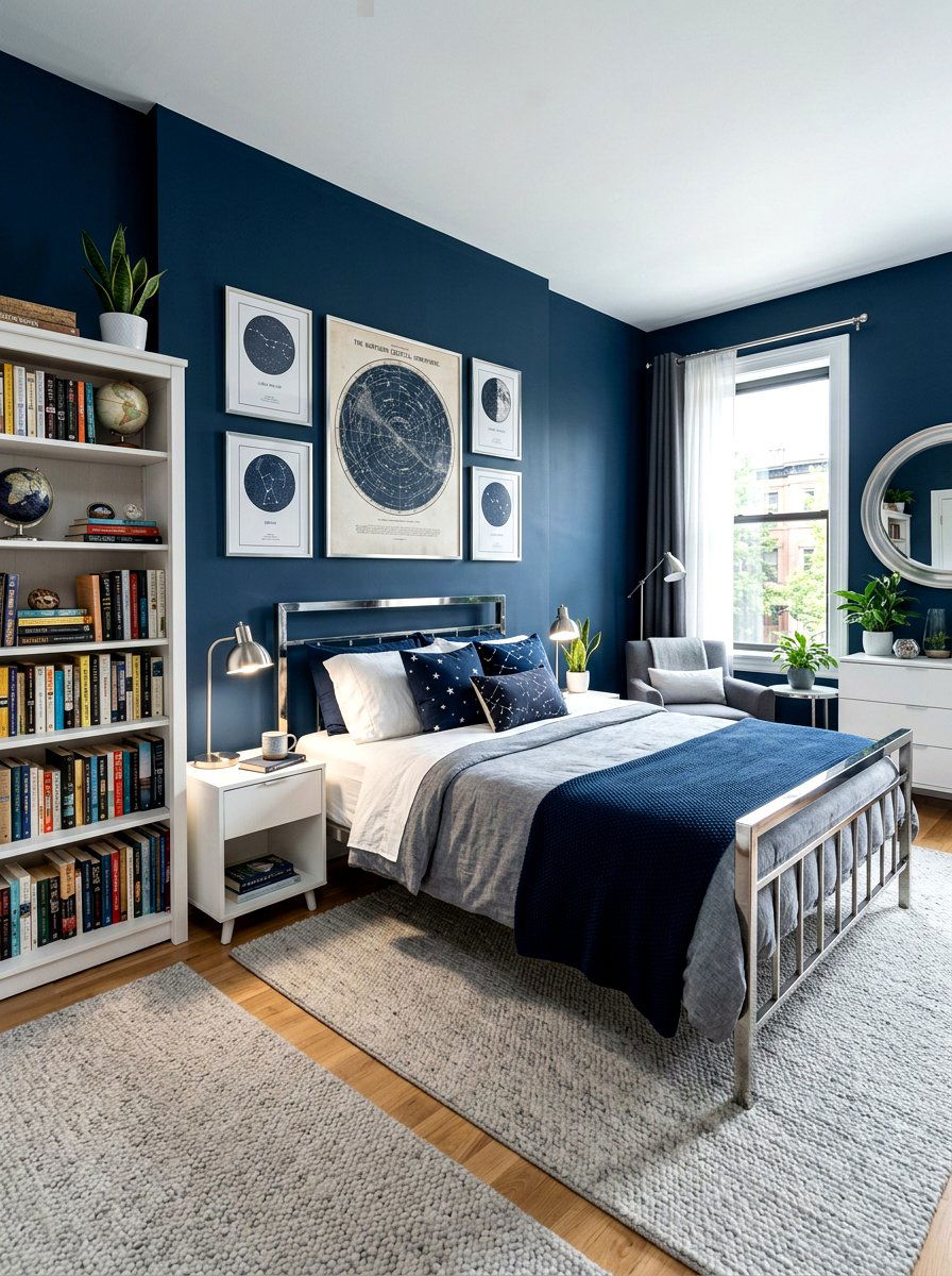Midnight Blue Bedroom - 30 dark academia bedroom ideas
