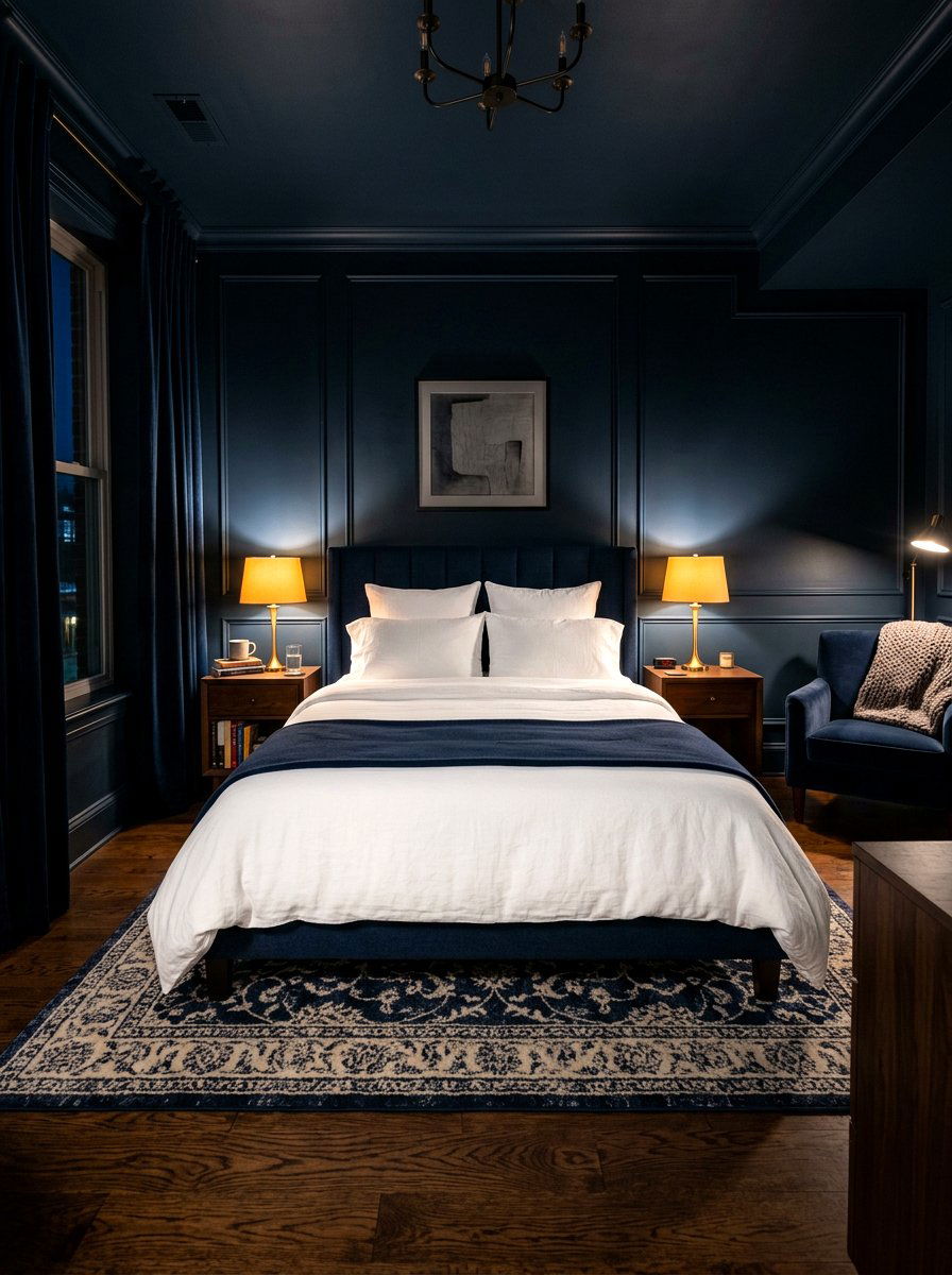 Midnight Blue Bedroom - 30 blue bedroom ideas