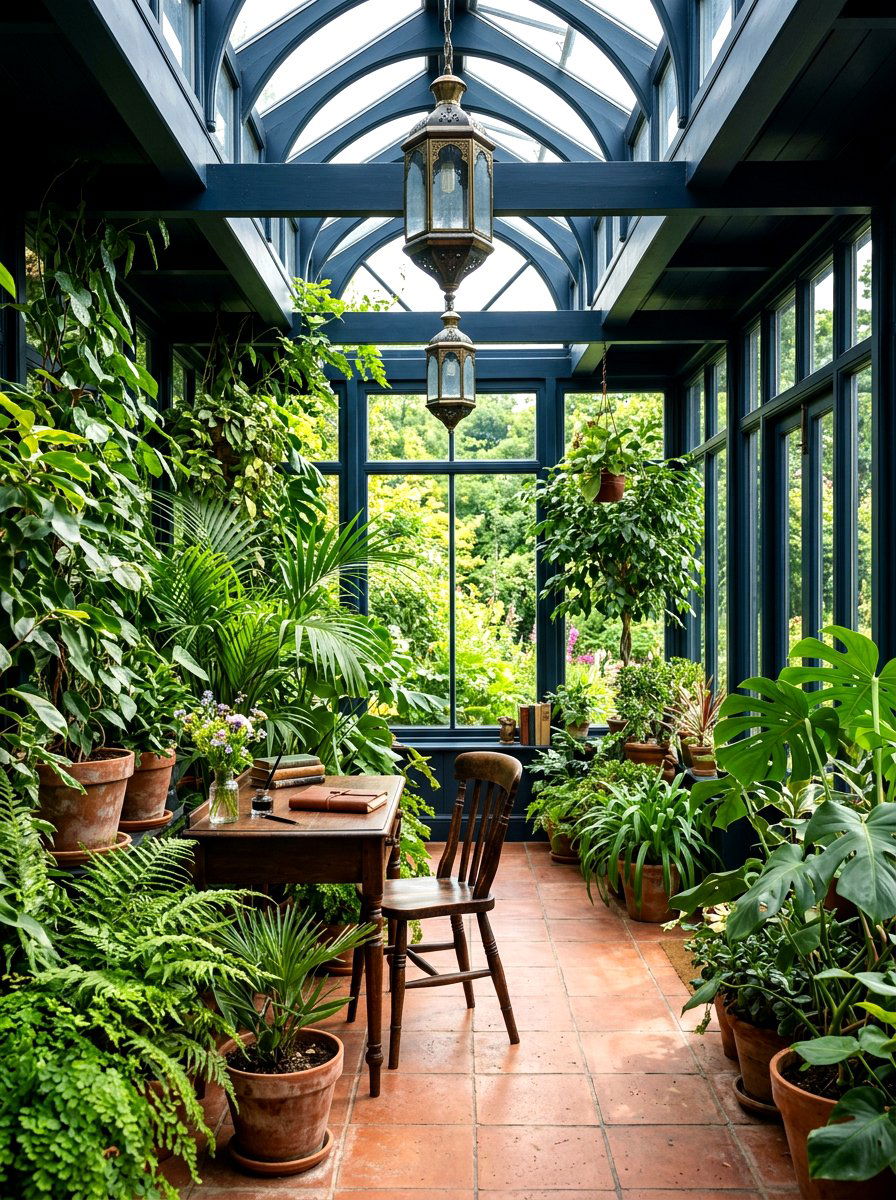 Midnight Blue Conservatory - 30 dark academia room ideas
