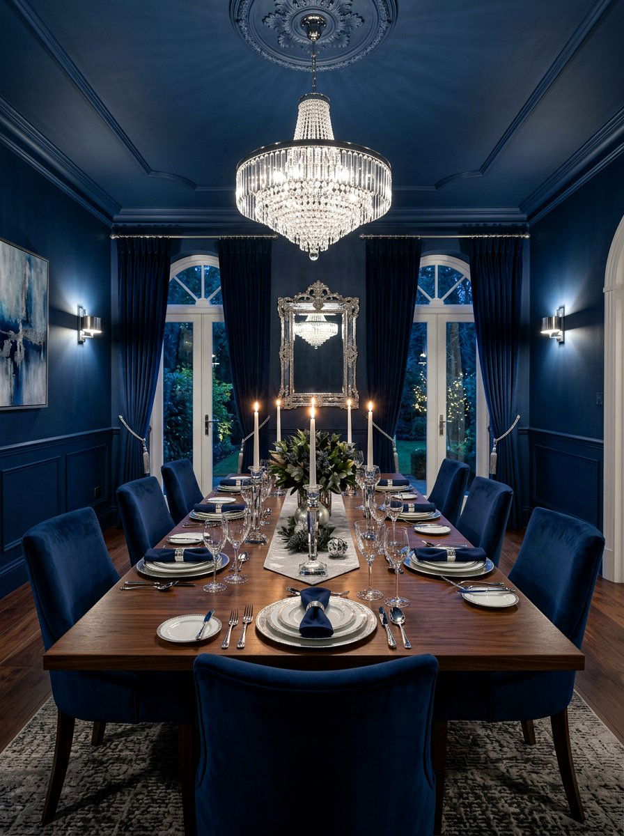 Midnight Blue Dining Room - 30 saturated dining room ideas