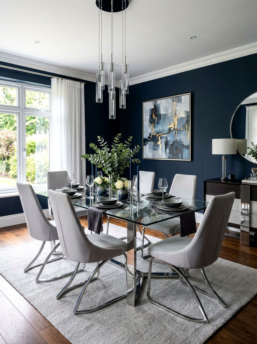 Midnight Blue Dining Room - 30 moody dining room ideas