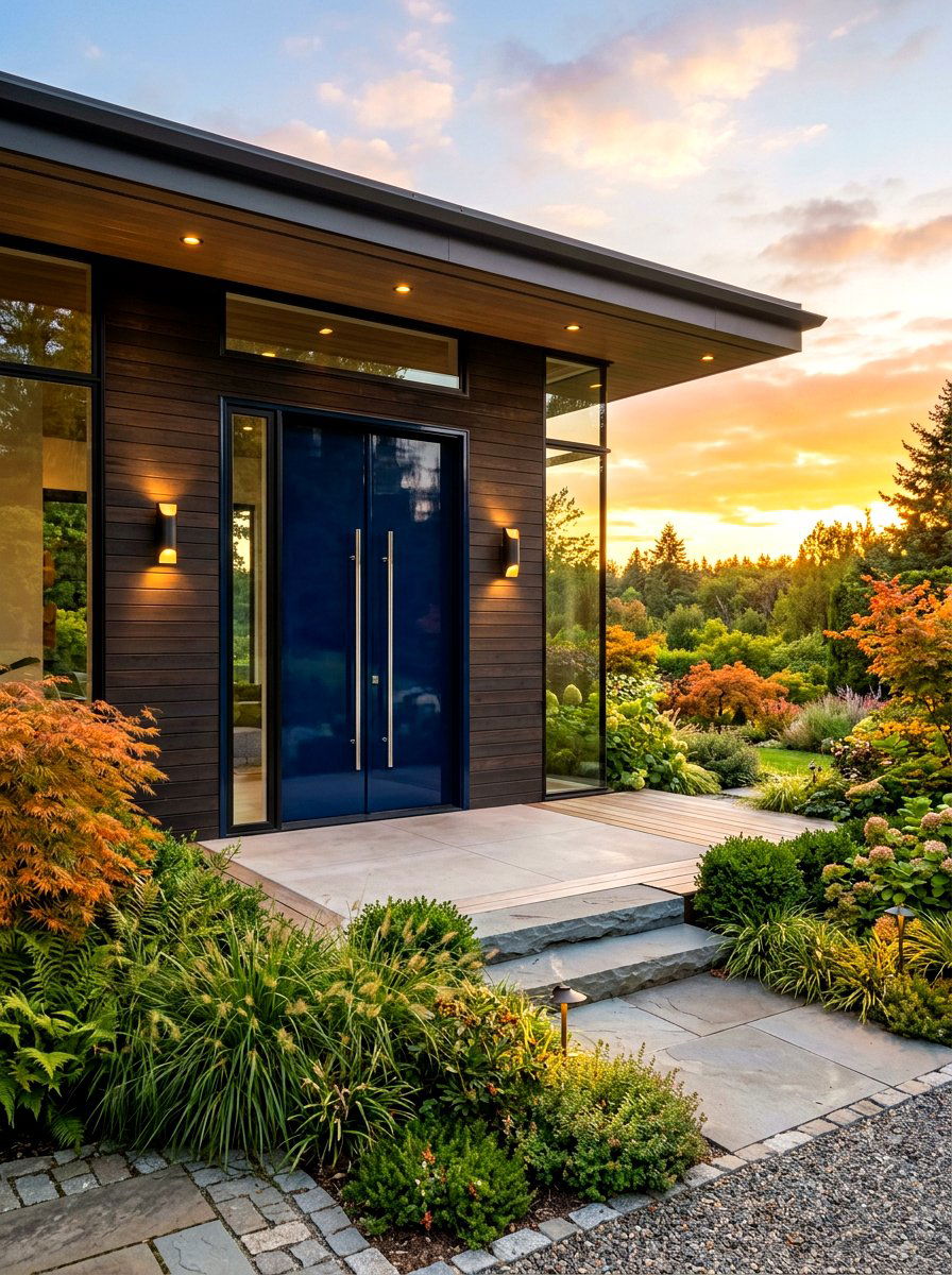Midnight Blue Lacquered Door - 30 lacquered front door ideas