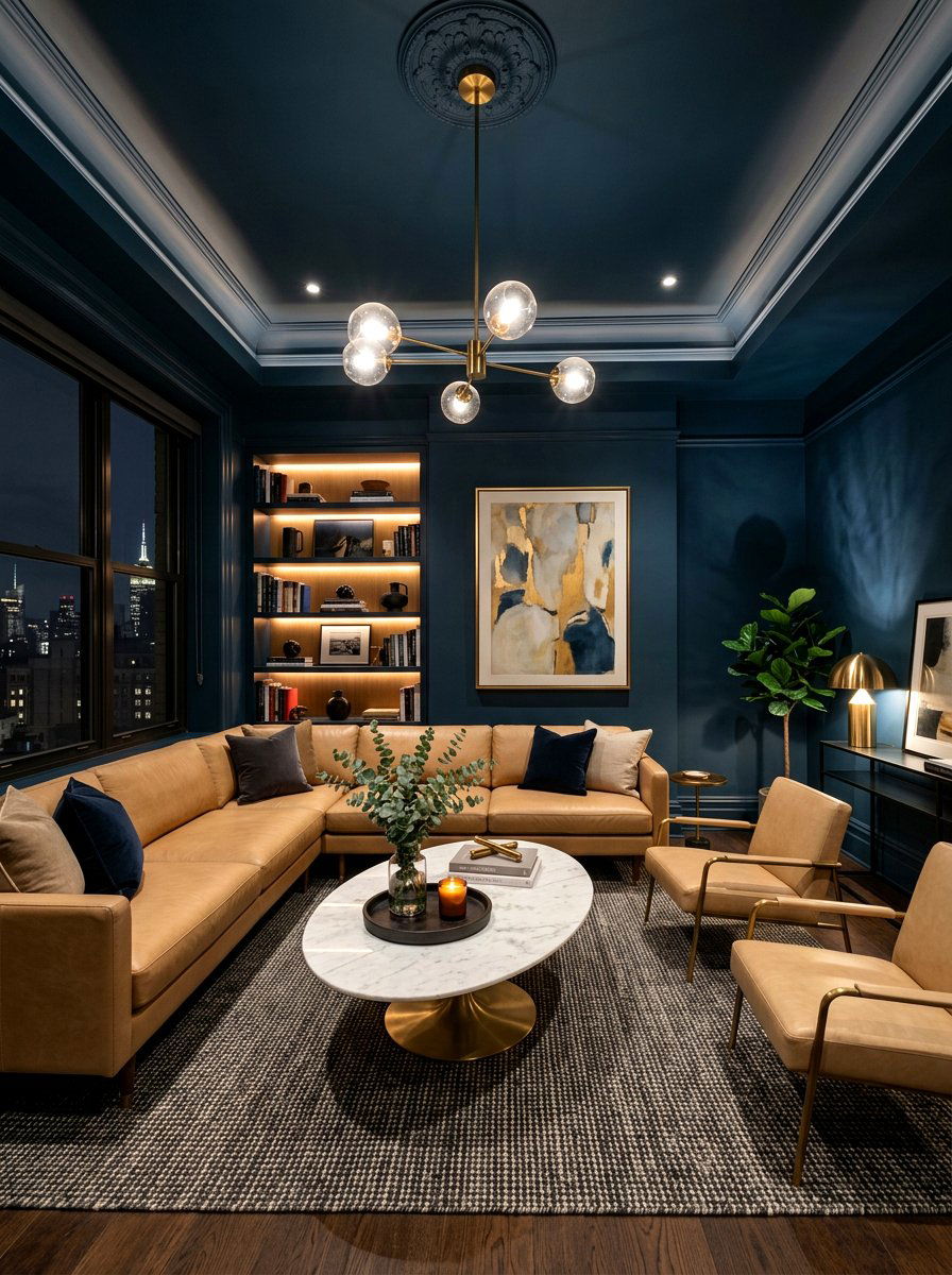 Midnight Blue Living Room - 30 jewel tone living room ideas