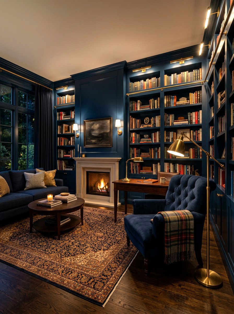 Midnight Blue Living Room - 30 blue living room ideas