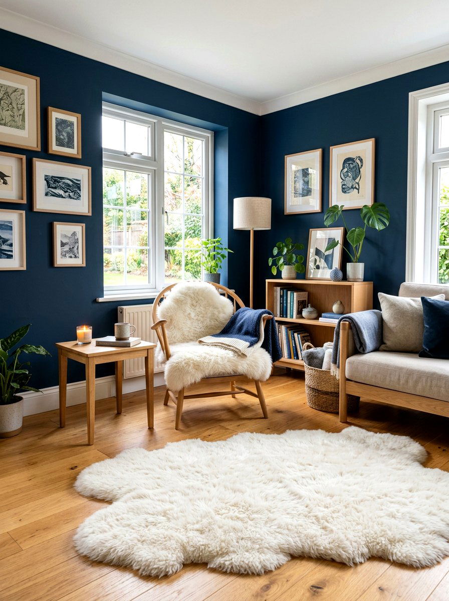Midnight Blue Sitting Area - 30 jewel tone lounge ideas