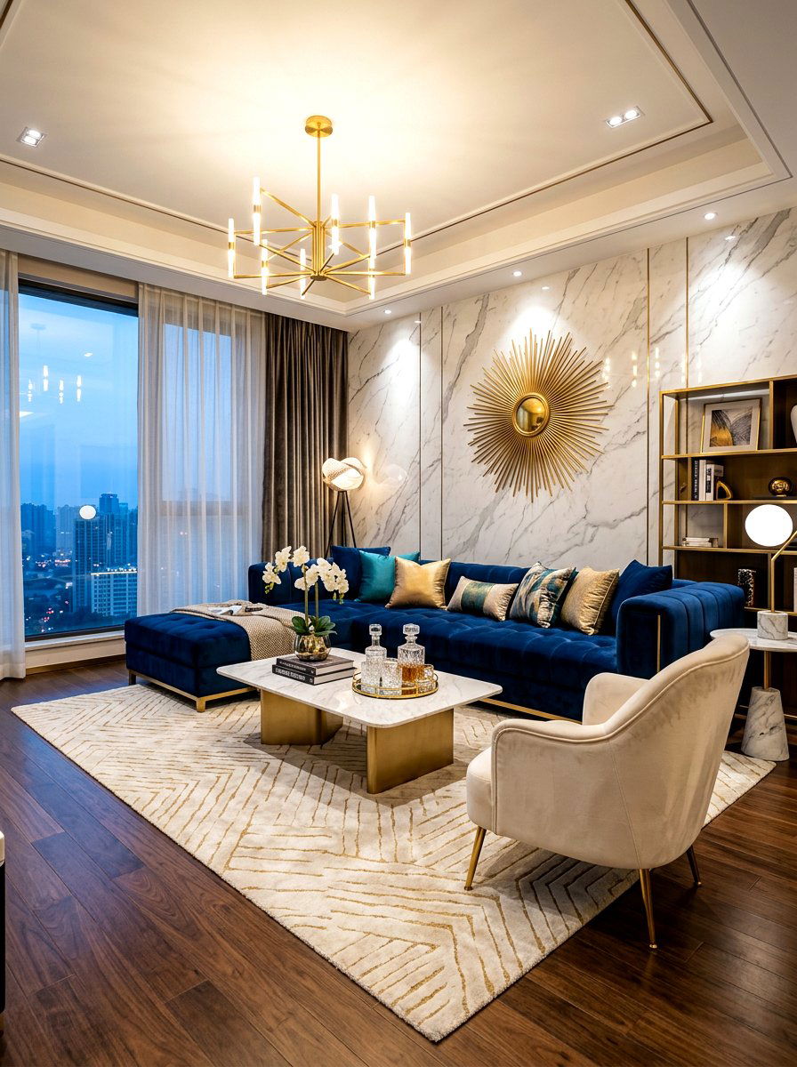 Midnight Blue Sofa - 30 extra celestial living room ideas