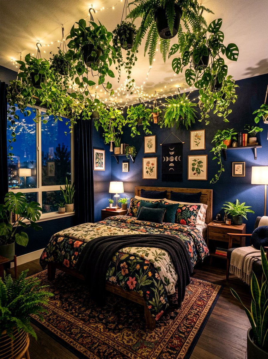 Midnight Garden Bedroom Layout - 30 dark floral bedroom aesthetic ideas