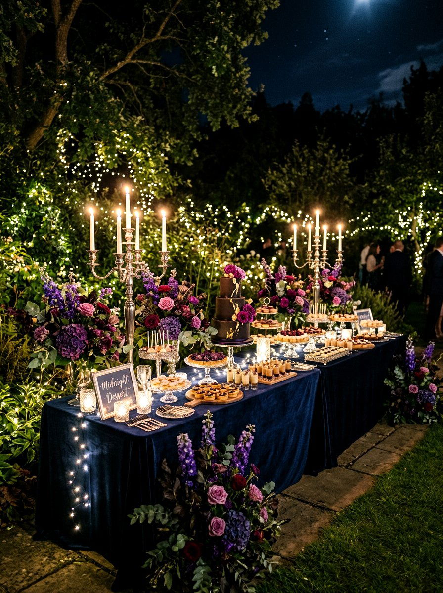 Midnight Garden Dessert Station - 30 outdoor dessert station ideas