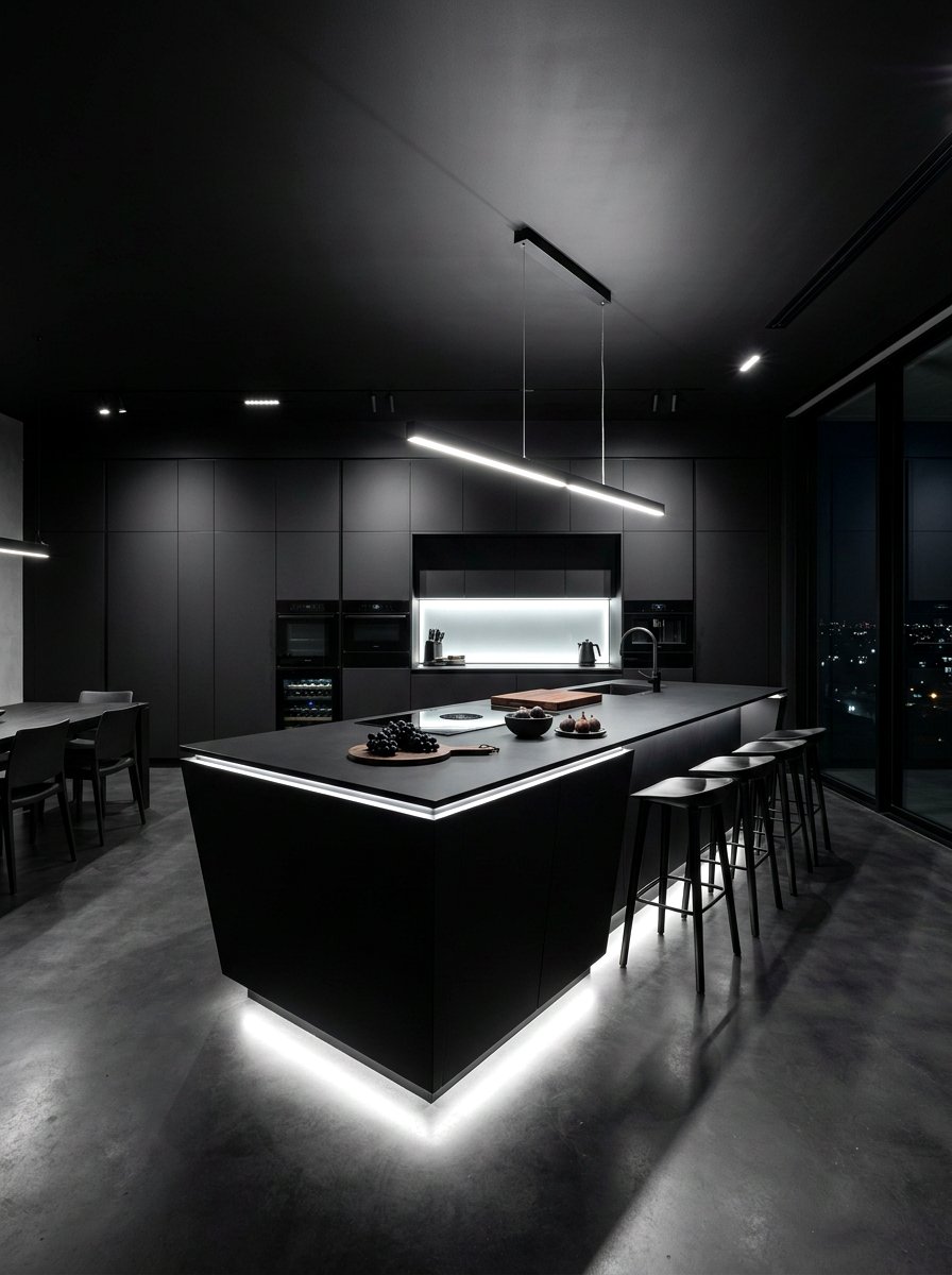 Midnight black kitchen - 30 color drenched kitchen ideas