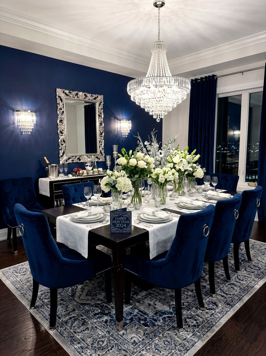 Midnight blue dining room - 30 New Year dining room ideas