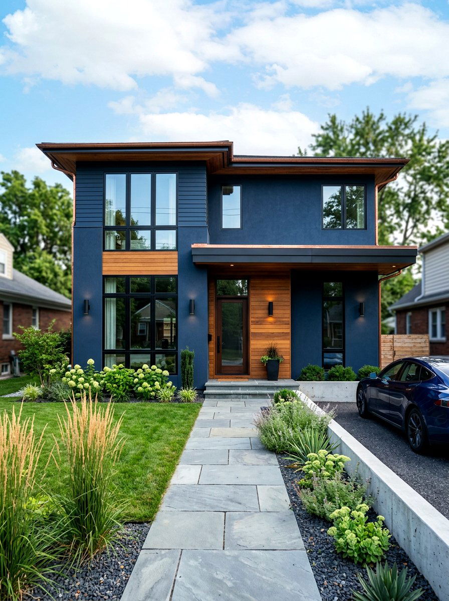 Midnight blue matte finish - 30 blue house exterior ideas