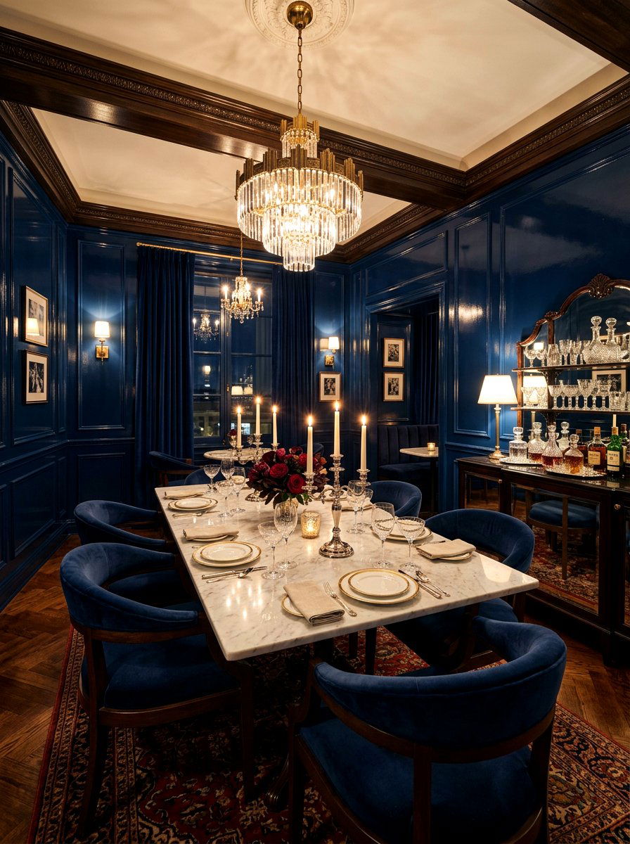 Midnight blue speakeasy dining room - 30 speakeasy dining room ideas