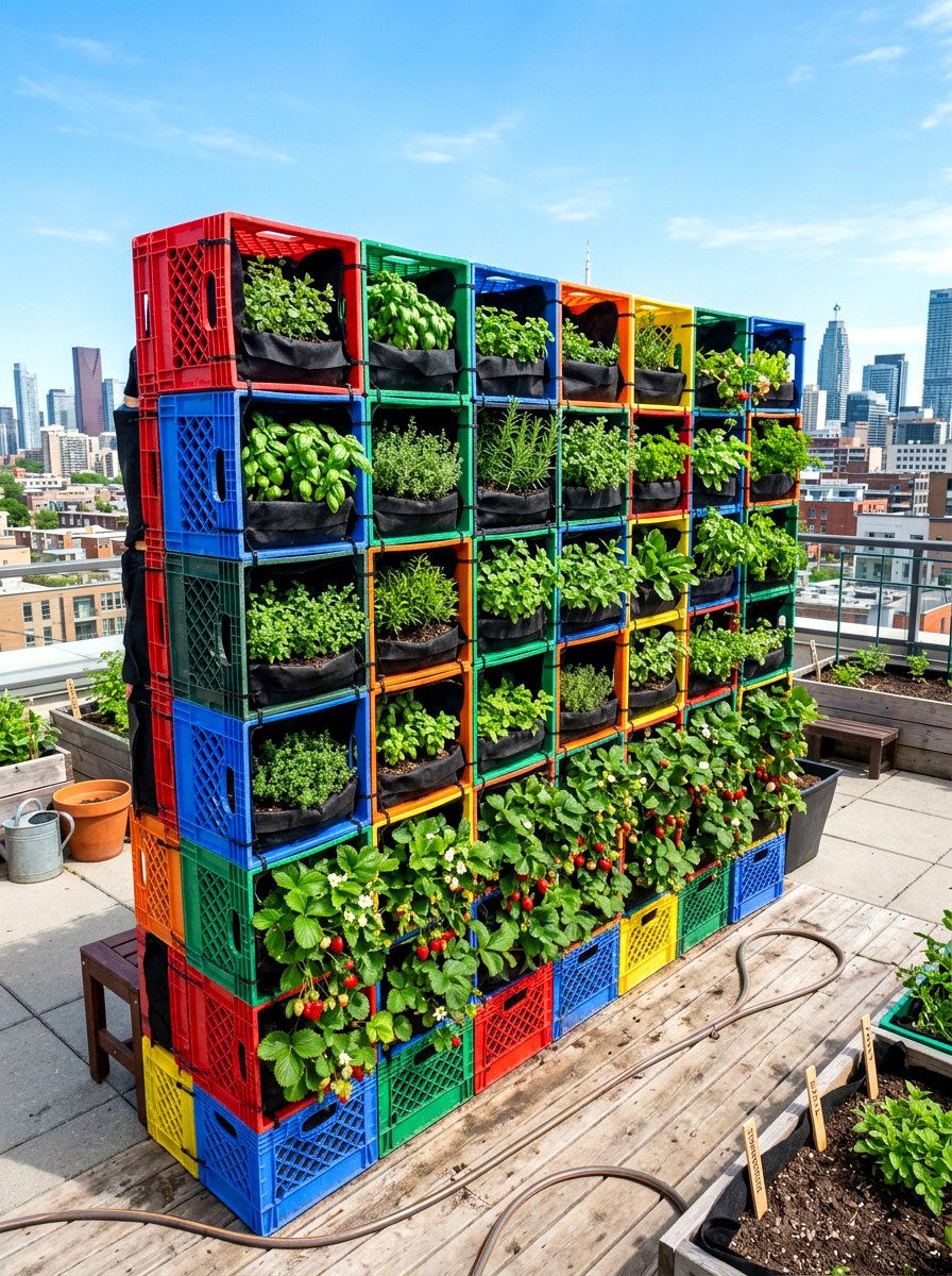 Milk Crate Garden Bed - 30 budget raised bed ideas