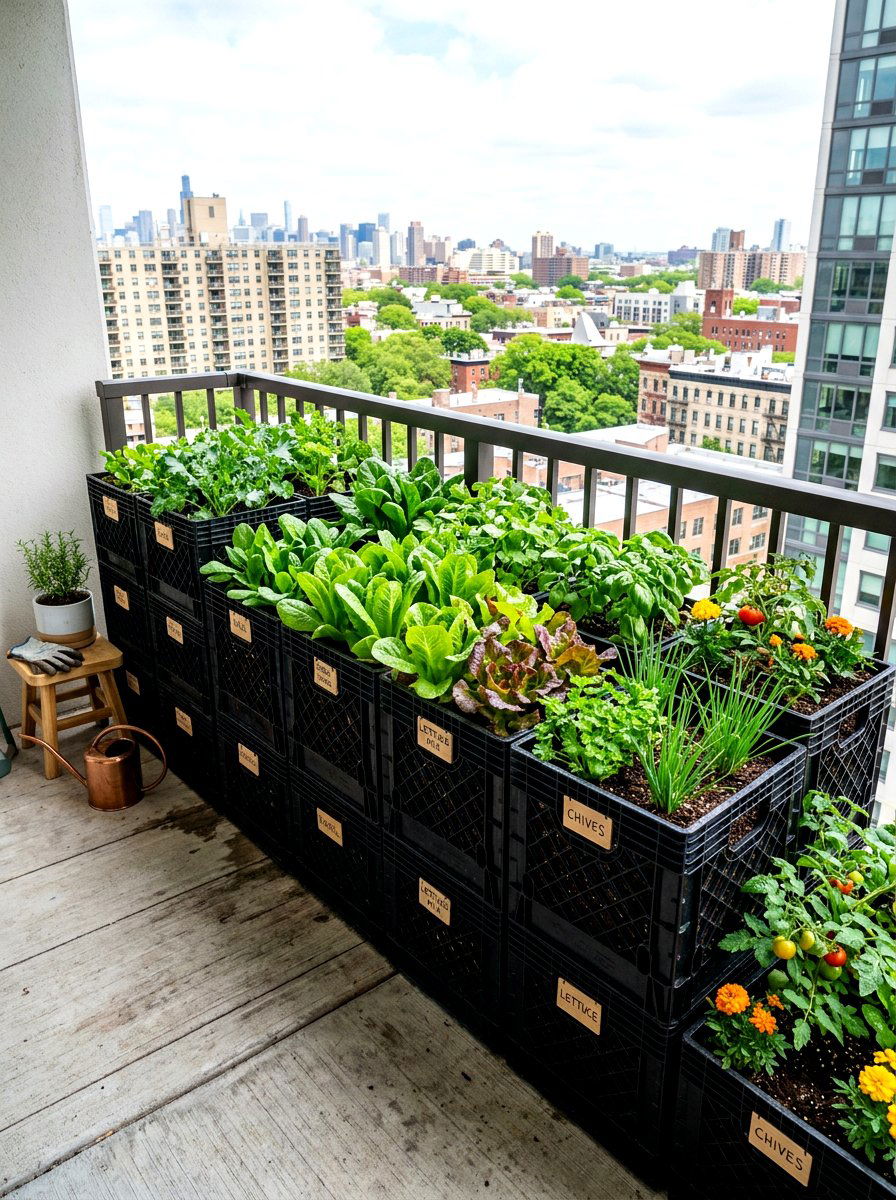 Milk crate garden bed - 30 raised garden bed ideas