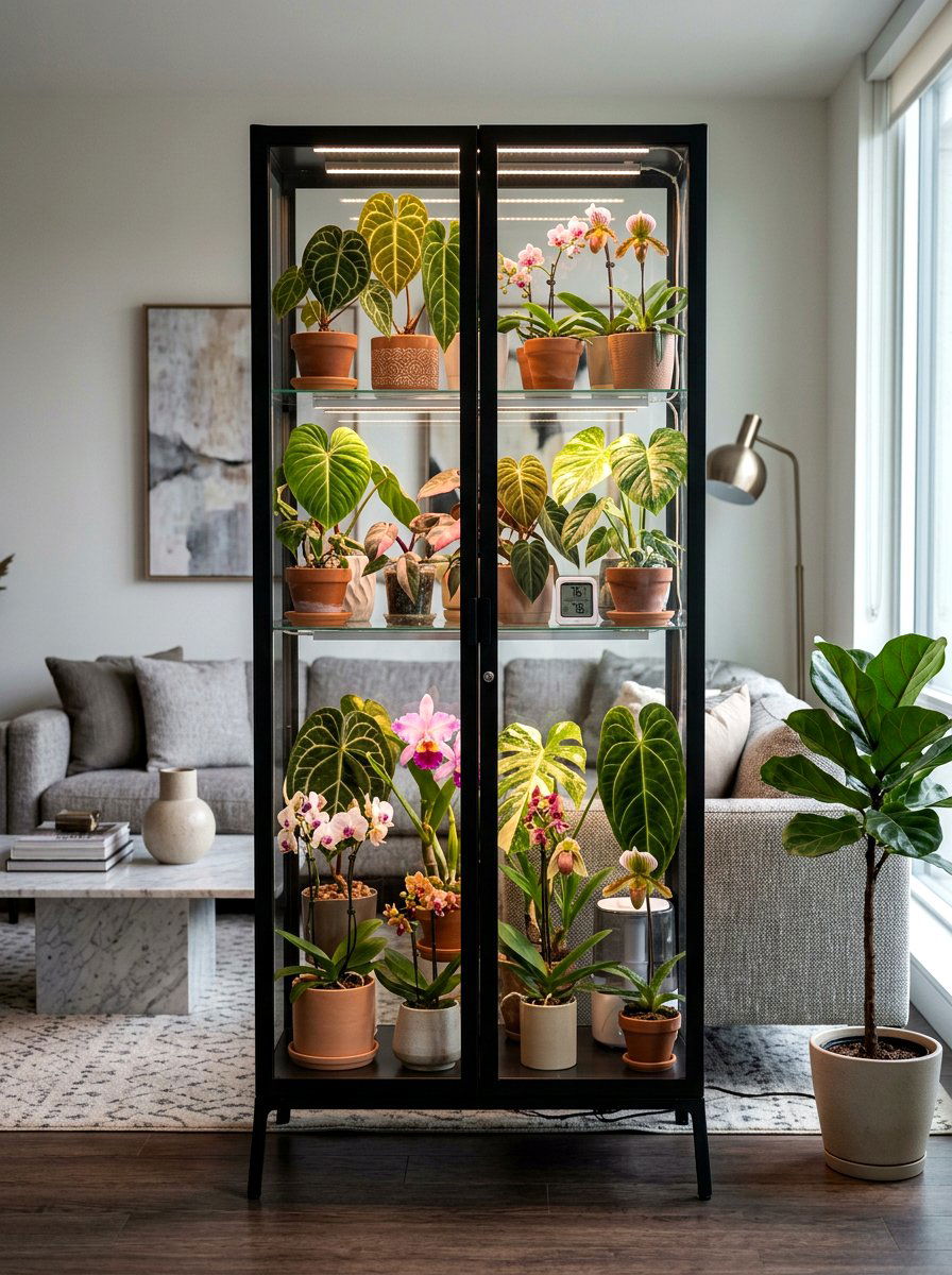 Mini greenhouse cabinet - 30 apartment garden ideas