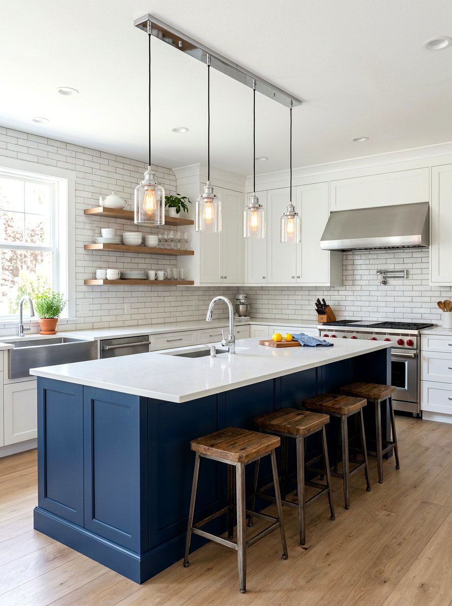 Mini pendant light intervals - 30 island pendant spacing ideas