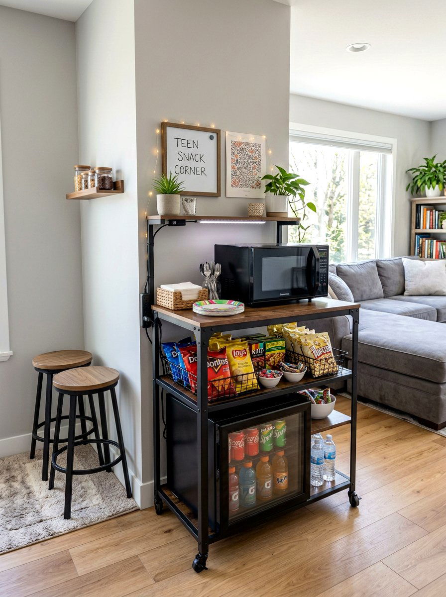 Mini snack station - 30 teen hangout room ideas