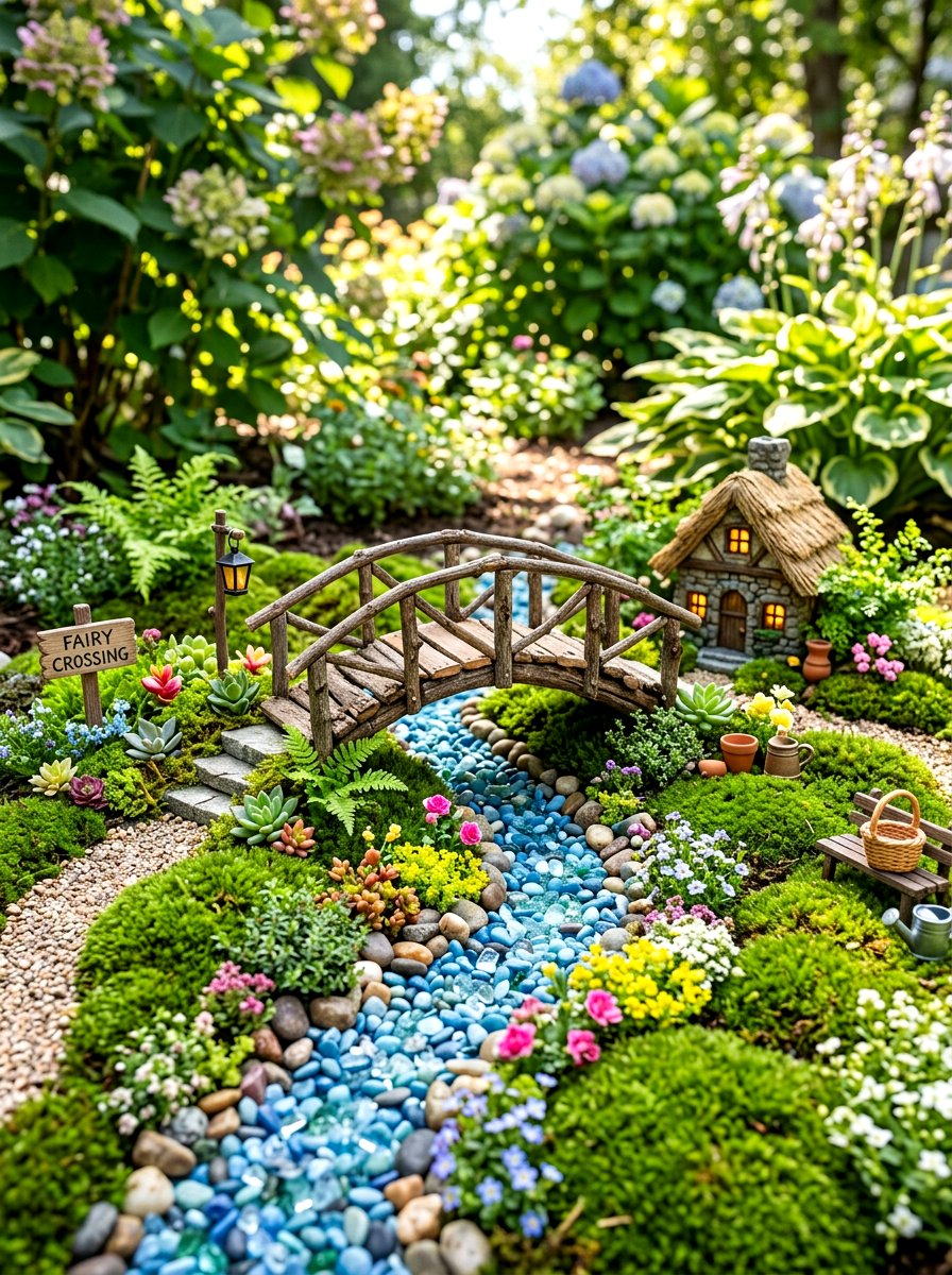 Miniature Bridge Fairy Garden - 30 miniature fairy garden ideas