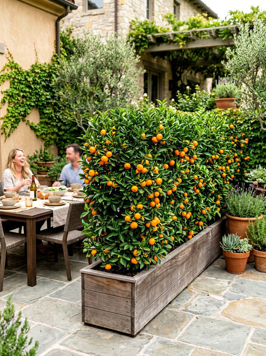 Miniature Citrus Patio Hedge - 30 dwarf citrus garden ideas