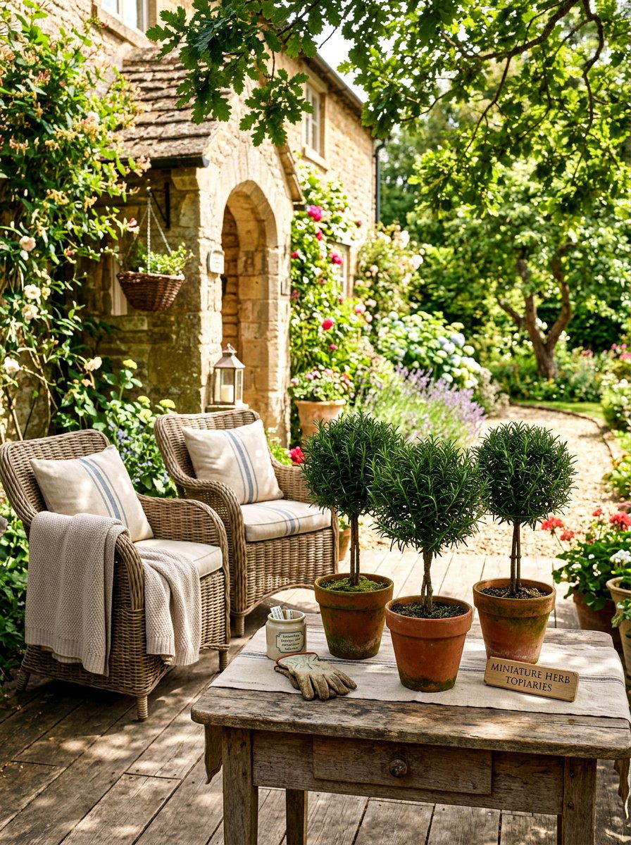 Miniature Herb Topiary - 30 topiary porch ideas