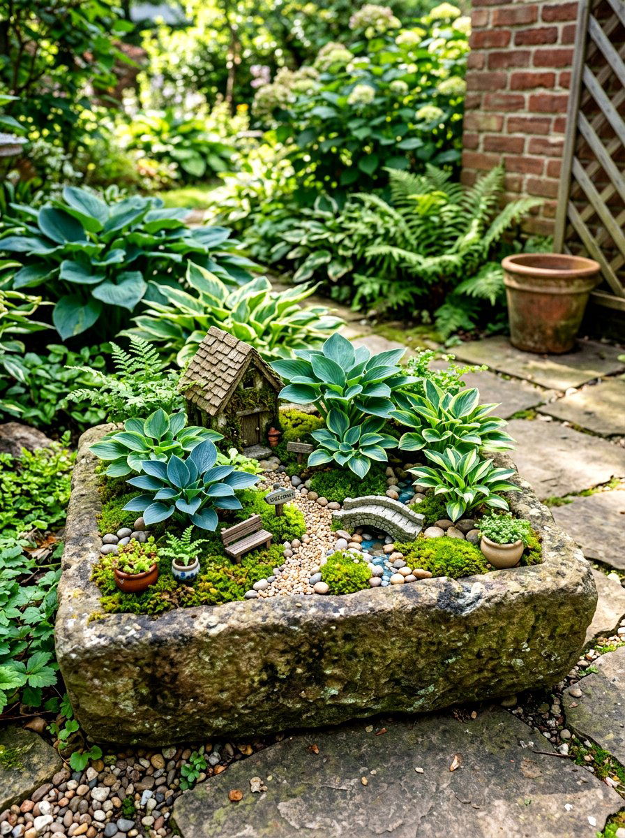 Miniature Hosta Fairy Garden - 30 hosta garden ideas