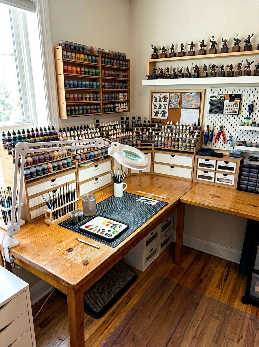Miniature Painting Station - 30 garage hobby room ideas